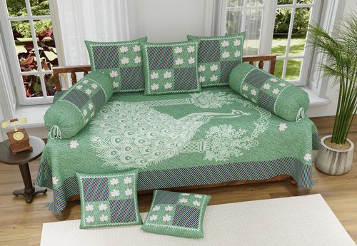 Cotton Diwan Bed Sheet, Color : Green