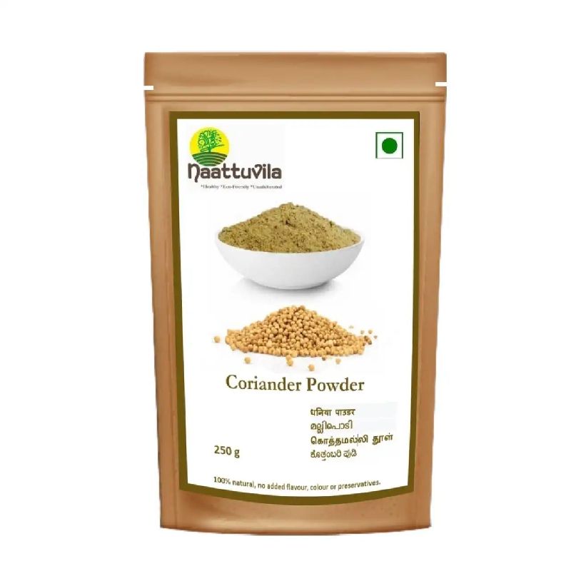 Naattuvila coriander powder, Packaging Type : Plastic Packet
