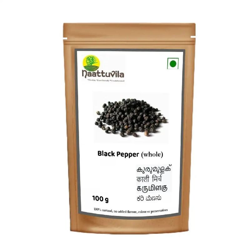 Naattuvila Natural Whole Black Pepper, Certification : FSSAI