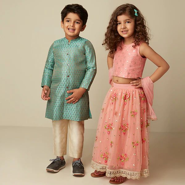 Full Sleeves Cotton Kids Ethnic Wear, Pattern : Printed