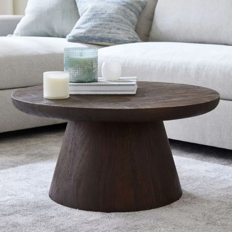 Polished Wood 30.5″ Round Coffee Table, for Garden, Home, Hotel, Restaurant