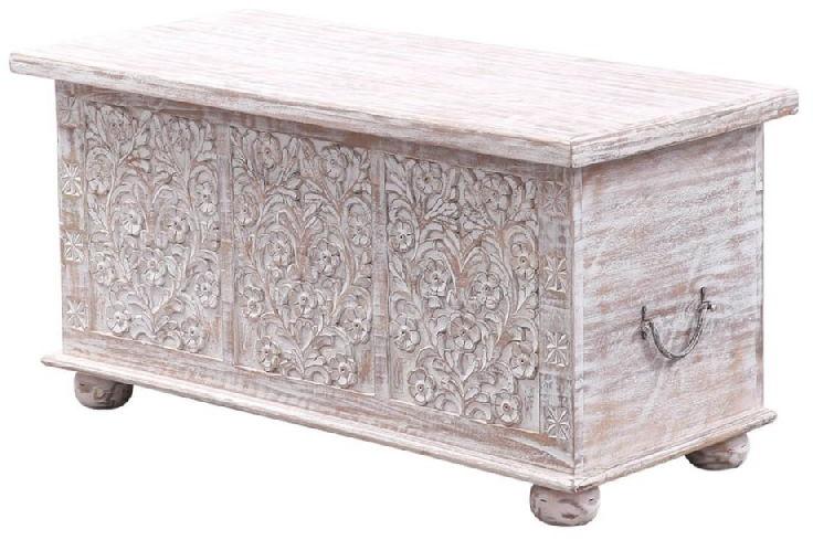 Abruzzo Floral Hand-Carved Solid Wood Storage Coffee Table Trunk