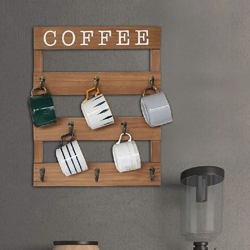 Costa Wooden Wall Shelf With 8 Hooks