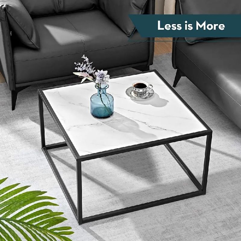 Marble Finish Small Square Coffee Table For Living room Decor
