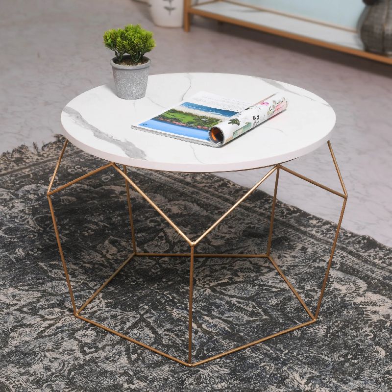 Premium Diamond Engineered Solid Wood Coffee Table Golden