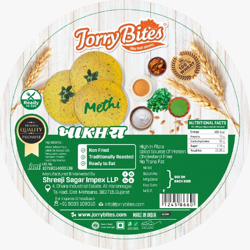 JorryBites Methi Khakhra, for Breakfast Use, Feature : Ready To Eat