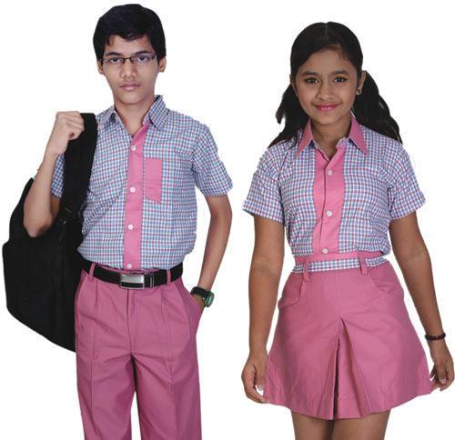 Radx Checked Cotton school uniform, Size : Standard