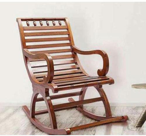 Teakwood Wooden Rocking Chair, Color : Brown