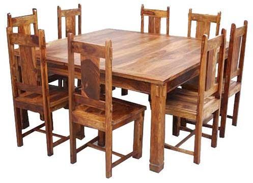 Square(Table) Wooden Dining Table Set, Color : Brown