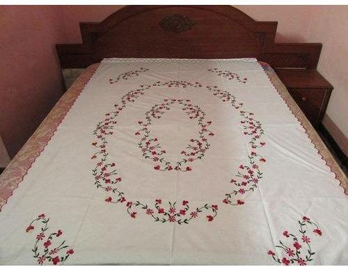 Cotton Embroidered Single Bed Sheet, for Home, Hotel