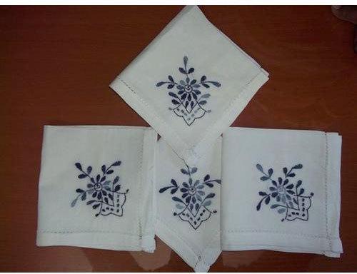 Embroidered Table Napkin, Color : White