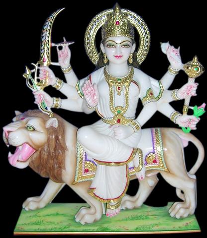 Marble Durga Mata Statue, for Worship, Temple, Pattern : Printed, Carved