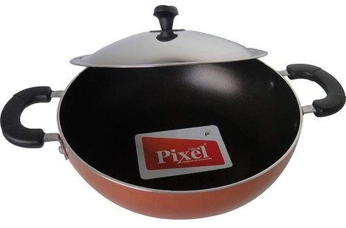 Bakelite Aluminium Non Stick Kadhai, Shape : Round