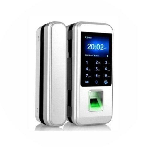 Wireless Fingerprint Glass Door Lock, Silver, Remote Control