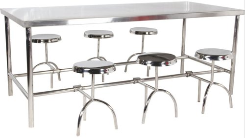 Rectangular Steel Canteen Table, Color : White