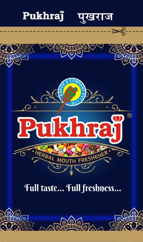 Ractangular PUKHRAJ HERBAL MOUTH FRESHNERS ZIPPER POUCH, for Food Industry, RIDDANCE FROM BAD BREATH