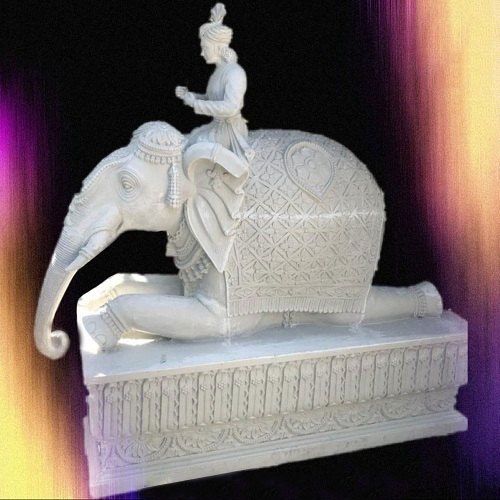 Fiber Elephant Statue, Color : White