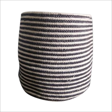 Striped Cotton Basket, Technics : Machine Made
