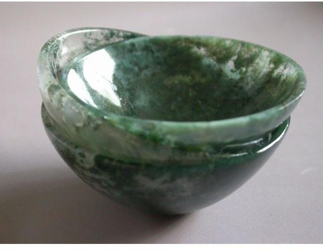 Polished Moss Agate Bowl, Size : 0-25mm