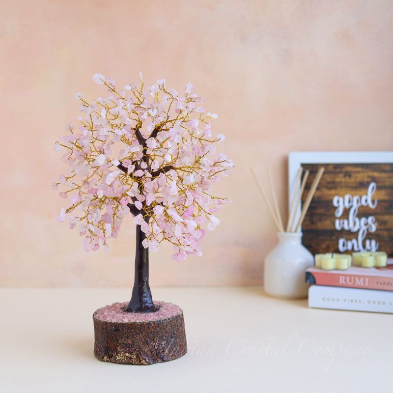 Rose Quartz Gemstone Tree, Length : 0-3Ft