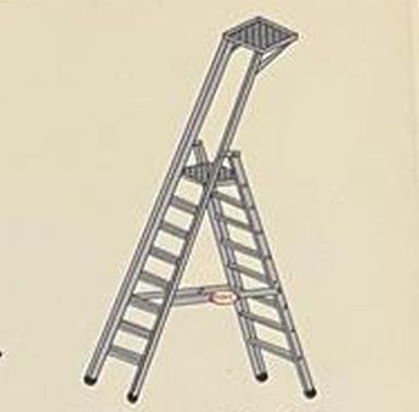 Polished Metal Double Platform Stool Ladder, for Construction, Industrial, Feature : Durable, Fine Finishing