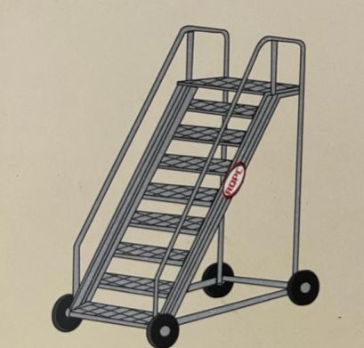 RQPC Metal Trolley Step Ladder, Color : Grey, Silver