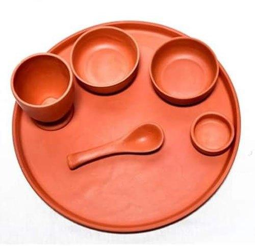 Terracotta Clay Dinner Set, Color : Brown