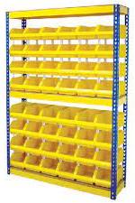 Mild Steel Bin Storage Rack, Color : Yellow, Blue