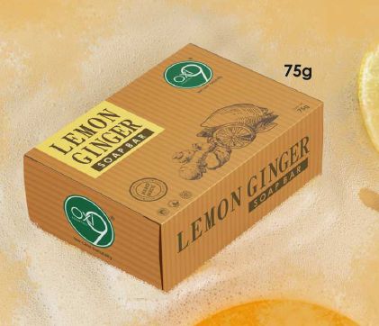 Rectangle Lemon Ginger Soap, for Bathing, Color : Orange