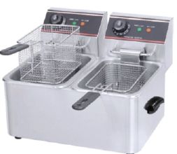 Square Stainless Steel Double Tank Fryer, for Kitchen, Color : Grey