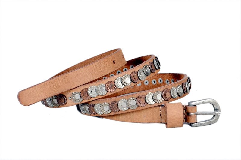 Plain Ladies Leather Coined Belts, Technics : Machine Made