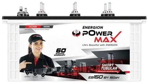 Energion Powermax EB150 Short Tubular Battery, Voltage : 12 V