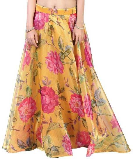 Polyester Printed Long Skirts, for Easy Wash, Anti-Wrinkle, Shrink-Resistant, Occasion : Party Wear