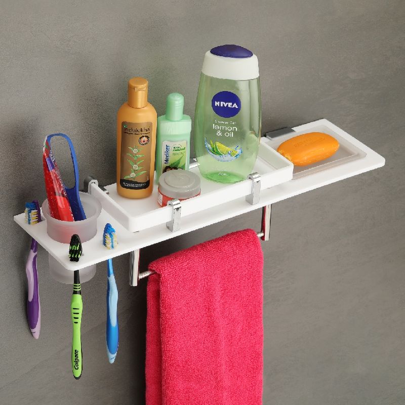 Rectangular 3 In 1 Acrylic Bathroom Set, Size 13 x 38, Color Gray