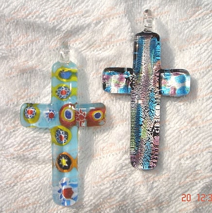 Glass Cross Pendant, Color : Multicolor
