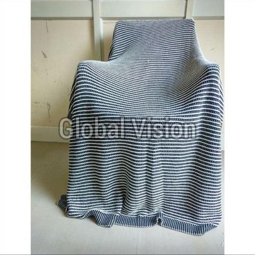 Striped Velvet Cashmere Throw Blanket, Size : Standard