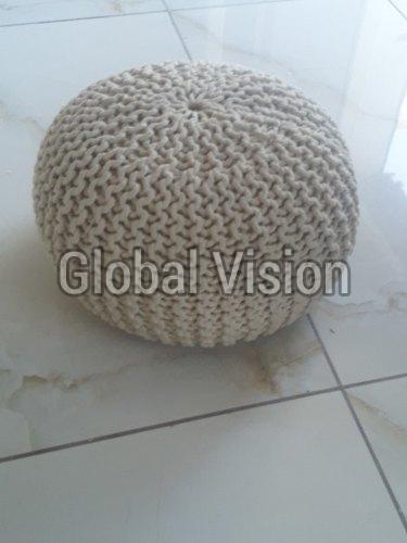 Round Cotton Pouf, for Living Room, Technics : Knitted