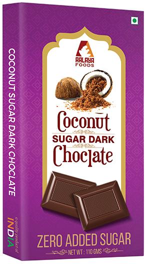 Aalaya Foods Bar Coconut Sugar Dark Chocolate, Packaging Size : 110 gms