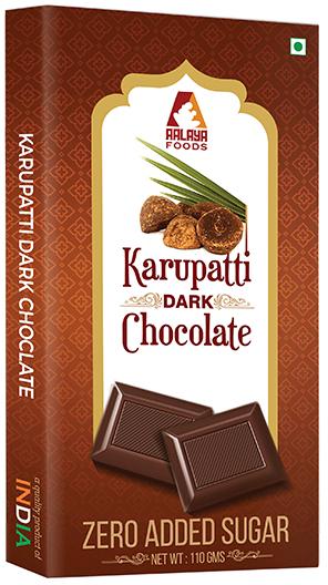 Aalaya Foods Cocoa solids Karupatti Dark Chocolate, Taste : Sweet