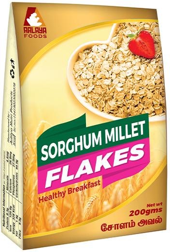 Aalaya Foods Crunchy Sorghum Millet Flakes, for Breakfast Cereal, Packaging Type : Paper Box