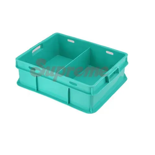 Rectangular Plastic Dairy Crates, Style Solid Box, Color Green at
