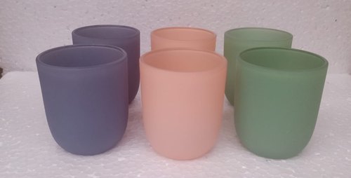  Colored Curved Glass Candle Jars, Feature : Mercury Finish