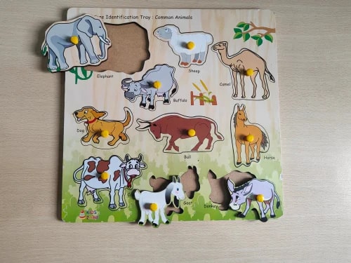 Polished Wooden Animal Puzzle, Color : Multicolor