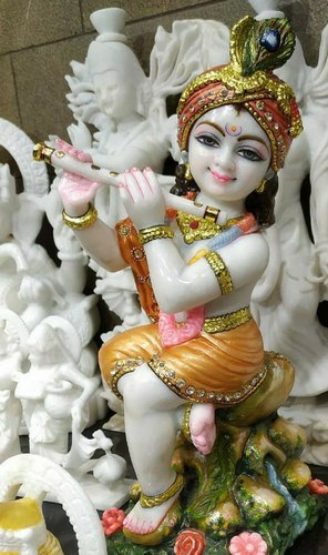 Marble Laddu Gopal Statue, for Worship, Temple, Pattern : Carved