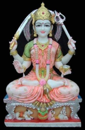 Marble Santoshi Mata Statue, for Worship, Temple, Pattern : Carved
