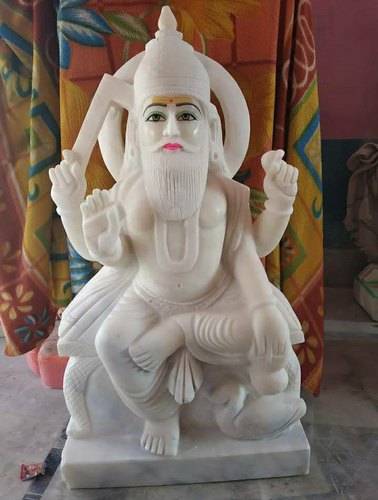 Marble Vishwakarma Statue, for Worship, Temple, Pattern : Carved