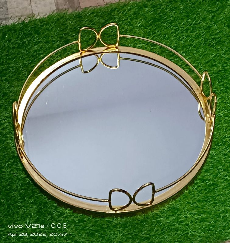 Round Metal glass tray, Feature : Fine Finish, Premium Quality