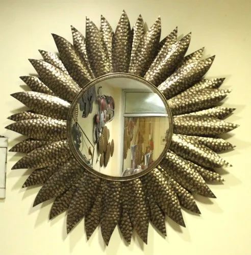 Iron 92cm Decorative Wall Mirror, Color : Golden