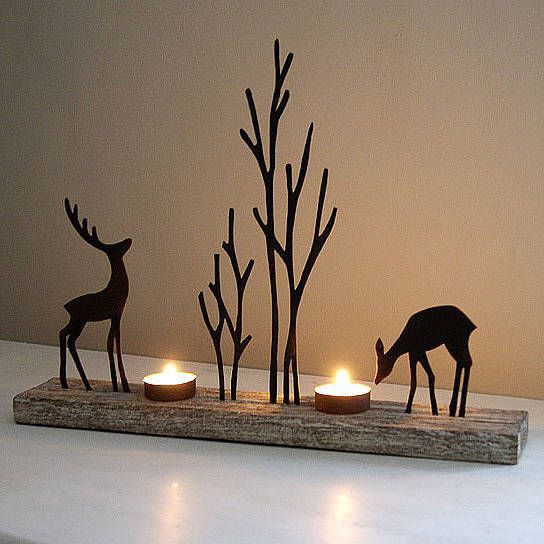 AF05063 Iron & Wood Candle Holder