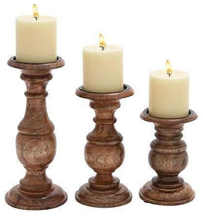 AF05078 Mango Wood Candle Holder, for Dust Resistance, Shiny, Non Breakable, Good Quality, Packaging Type : Thermocol Box